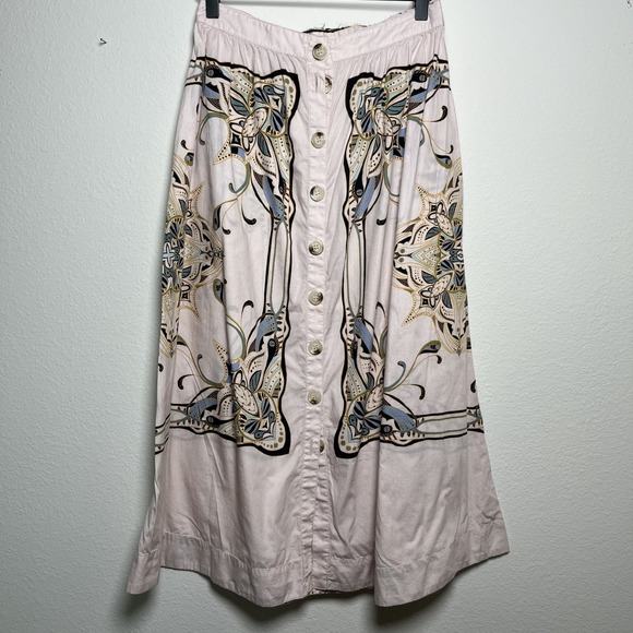 Free People Women Skirt XS Pink Button Front Feminine Ethereal A-Line Summer - Picture 1 of 9